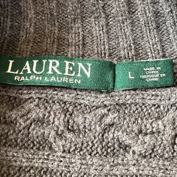 Ralph Lauren Open Cable Knit Sweater Sz L Gray #4A - Picture 6 of 8